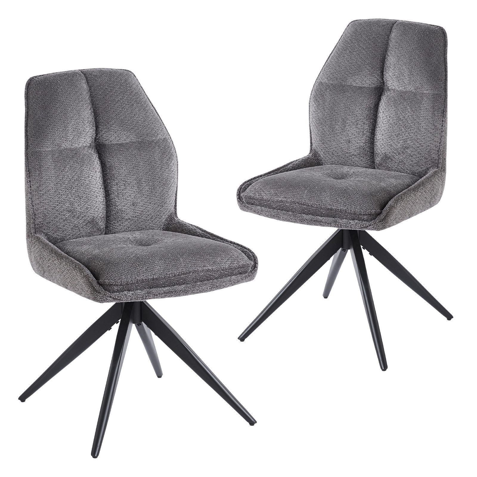 DITAIX Polsterstuhl 2er Set Stoffbezug Drehstühle, Bürostuhl Wohnzimmerstuhl (2 St), 360° Drehfunktion & Automatische Rückstellung