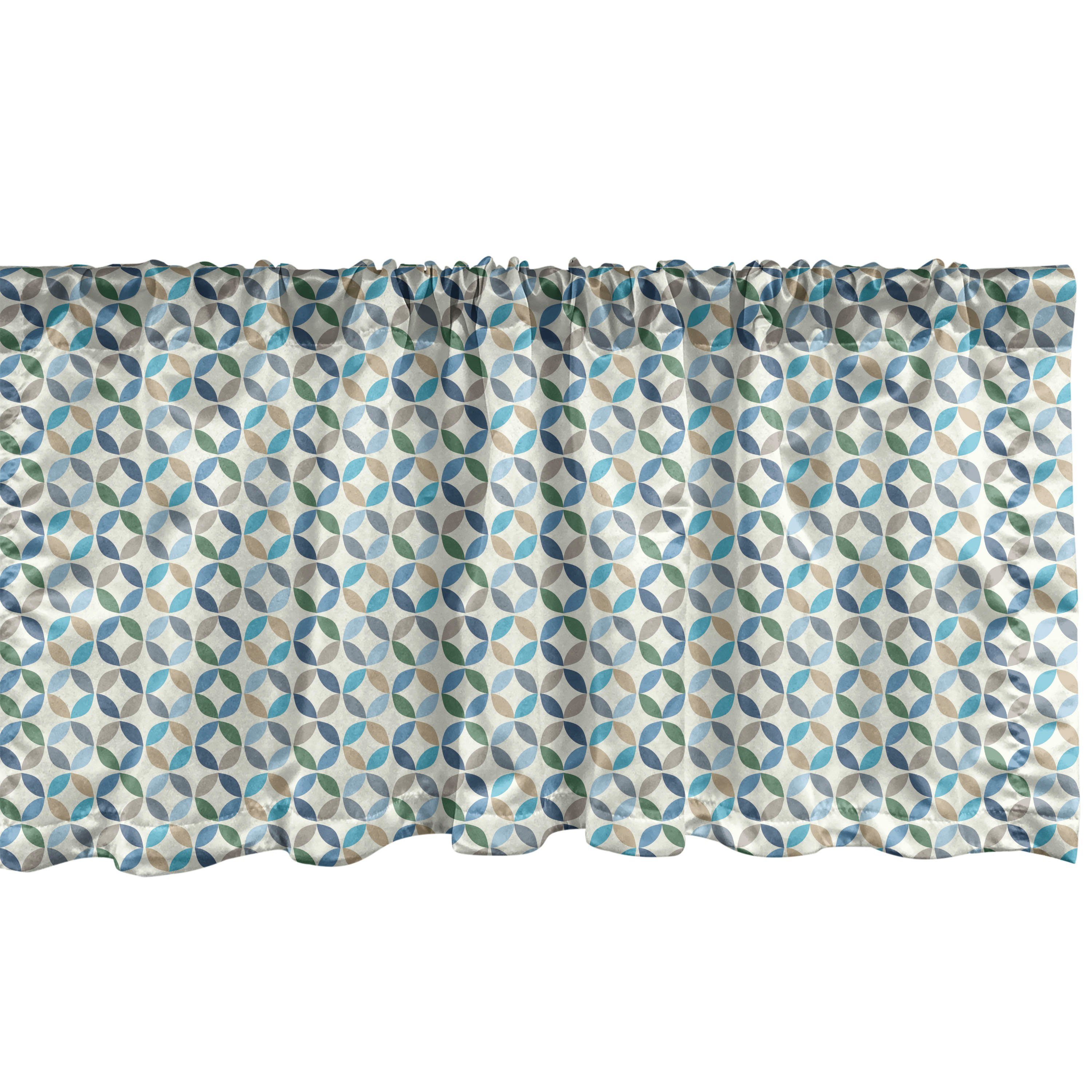 Scheibengardine Vorhang Volant für Küche Schlafzimmer Dekor mit Stangentasche, Abakuhaus, Microfaser, Modern Oval-Punkt-Streifen