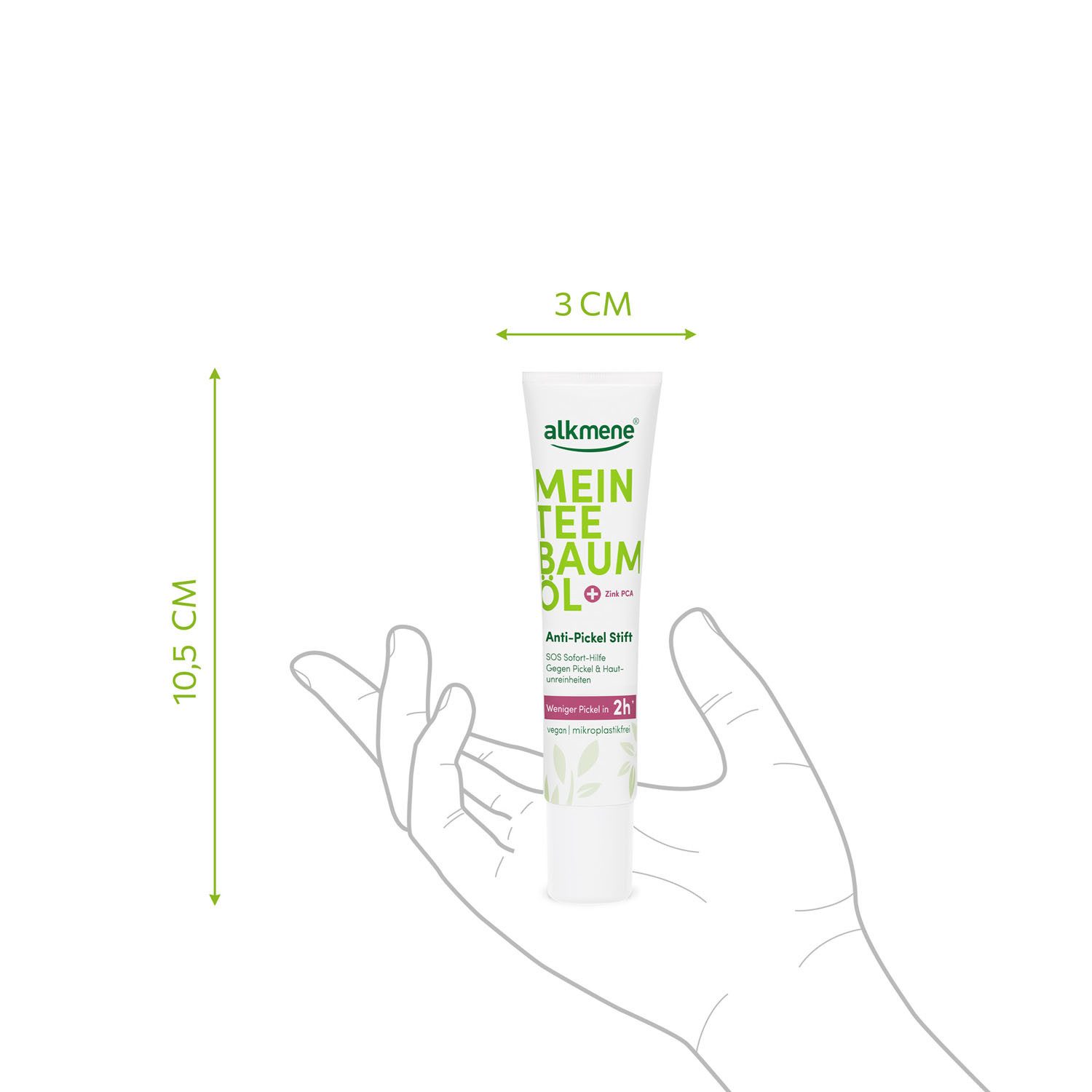 alkmene Pflegestift 2x Teebaumöl Anti Pickel Stift weniger Pickel in 2h, Pickelstift vegan, 2-tlg.
