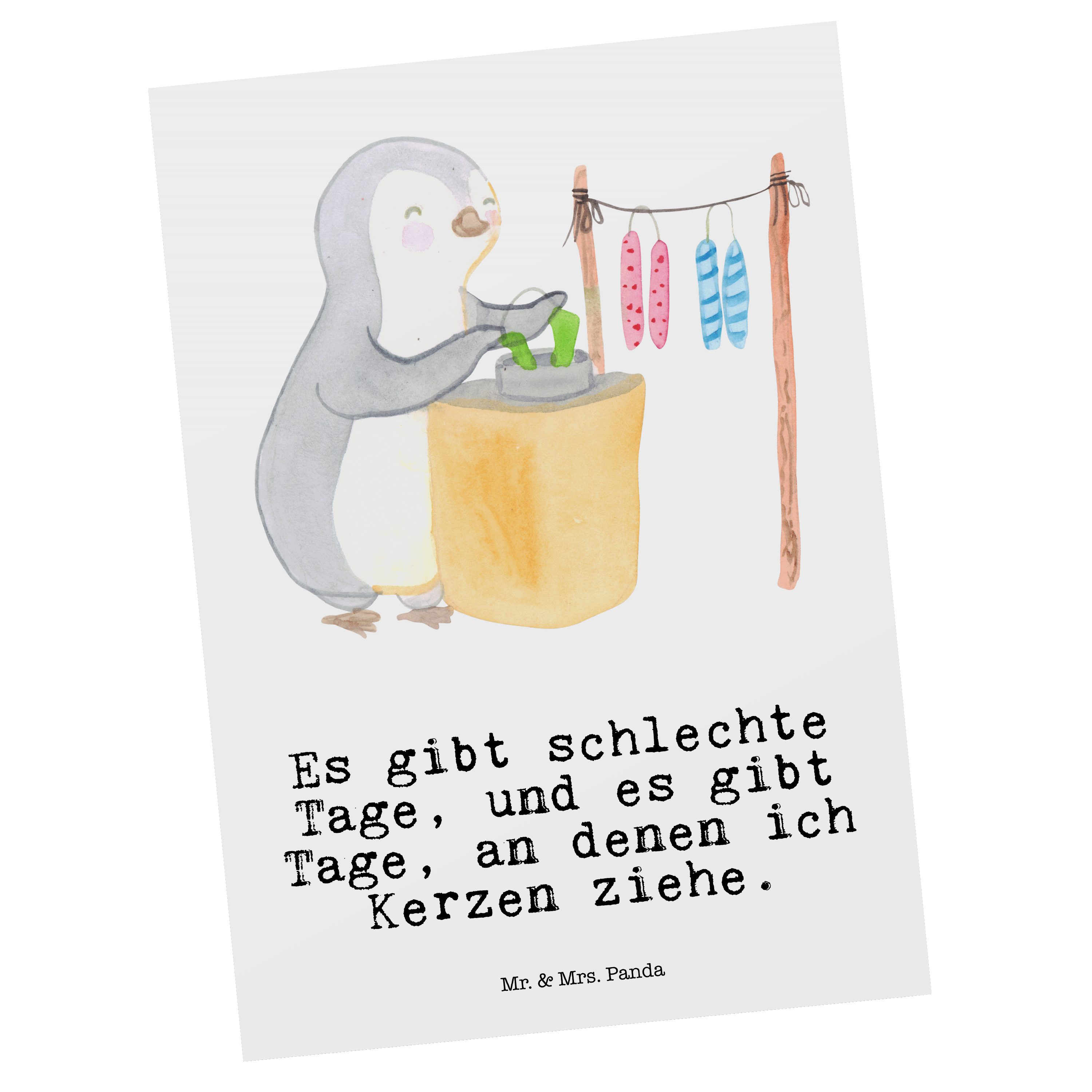 Mr. & Mrs. Panda Postkarte Pinguin Kerzenziehen Tage - Weiß - Geschenk, Einladungskarte, Danke