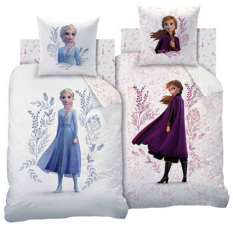 Kinderbettwäsche »Disney Frozen 2 Anna Elsa Mädchen Wende Bettwäsche Set Flowers«, CTI