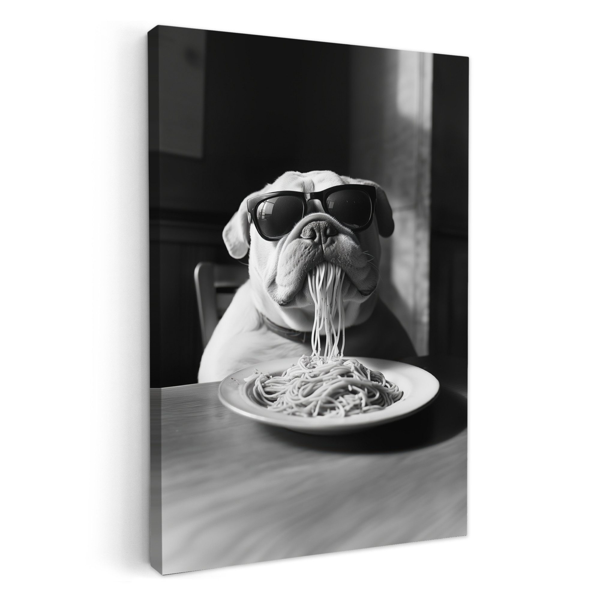 OneMillionCanvasses® Leinwandbild Hund - Bulldogge - Brille - Hart - Tiere, Fotodruck (1 St), Wandbilder für Esszimmer, Wanddeko Bilder Küche 20x30 cm