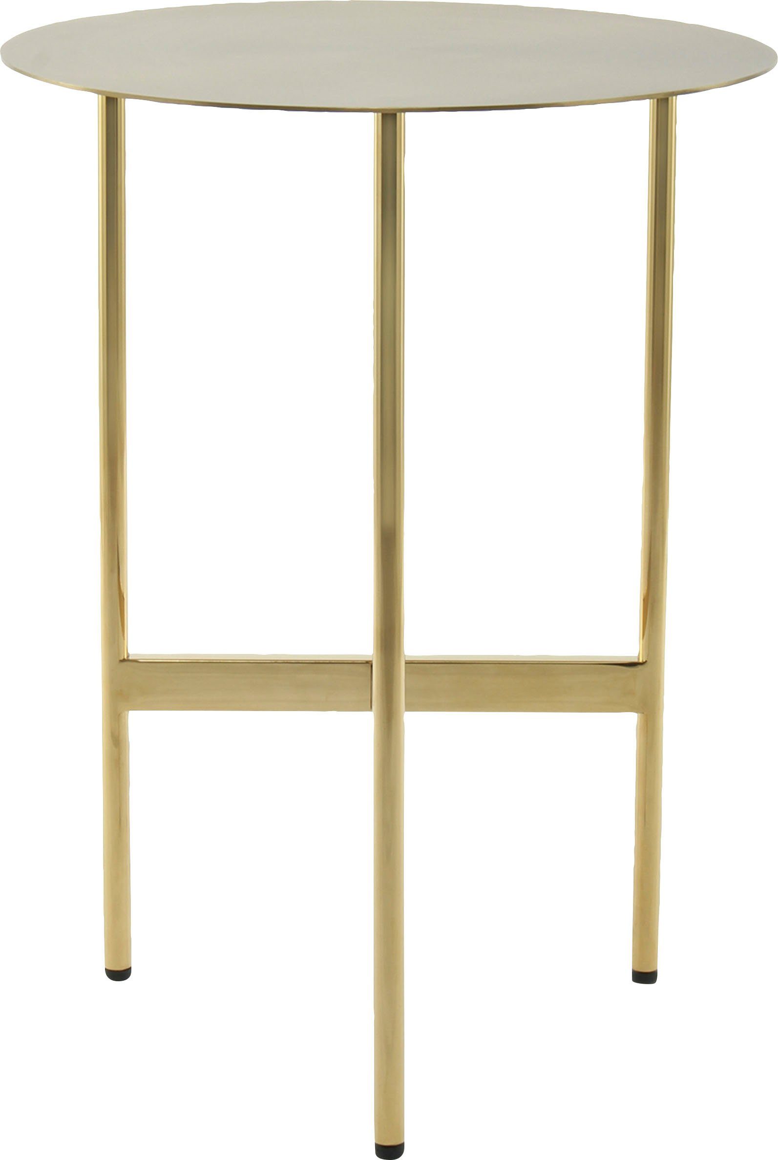 Kayoom Beistelltisch Pema, minimalistisches Gestelldesign Gold Edelstahl, Ablagefläche aus runde