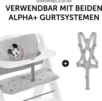 Hauck Kinder-Sitzauflage Deluxe, Mickey Mouse grey, (2-tlg), für ALPHA+ Holzhochstuhl und weitere Modelle