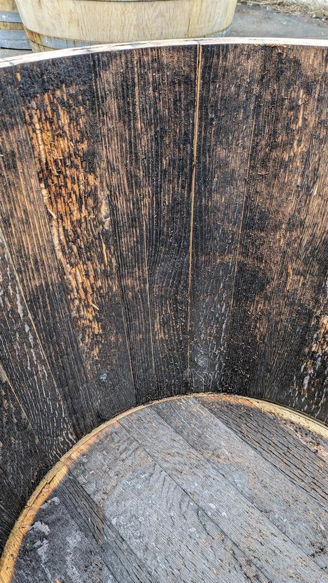 Temesso Pflanzkübel Extra HOHES schottisches Whiskyfass halbiert natur mit Ablaufbohrung