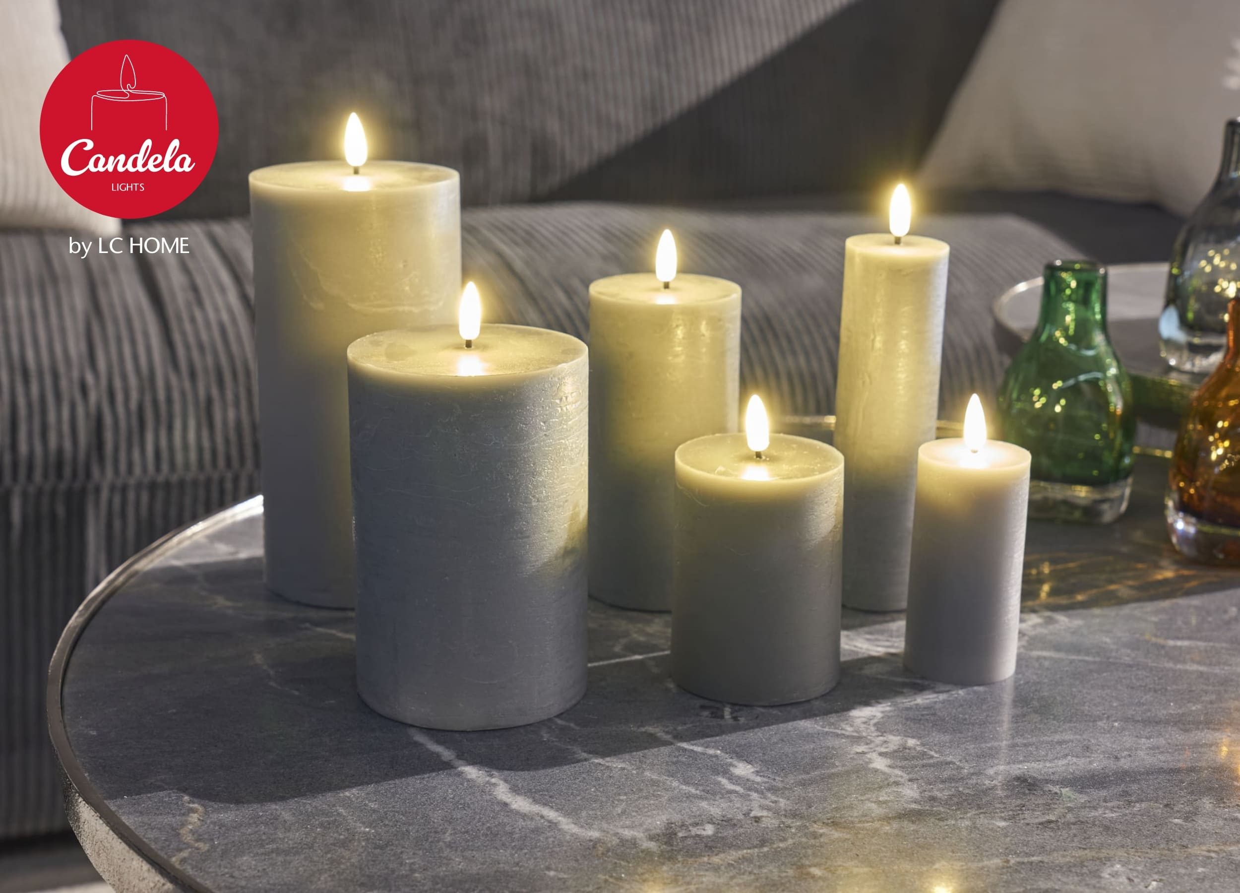 LC Home LED-Kerze Candela Lights LED Kerzen 4er Set H:15x?10cm grau rustic günstig online kaufen