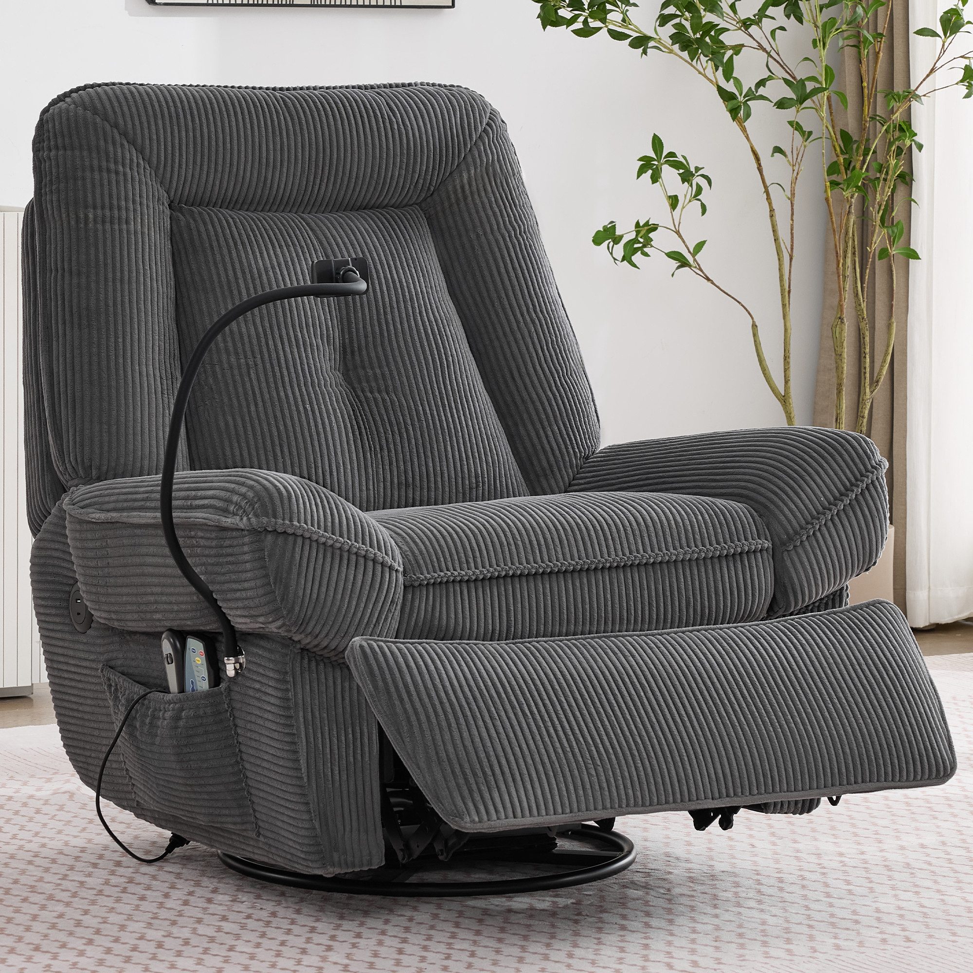 MODFU Relaxsessel Elektrischer Relaxsessel 104x92x91 cm mit Massage & Heizung (TV-Sessel, 360° drehbarer Sessel, 1-St., 104*92*91cm), 360° drehbarer Sessel,USB-Anschluss mit Handyhalterung