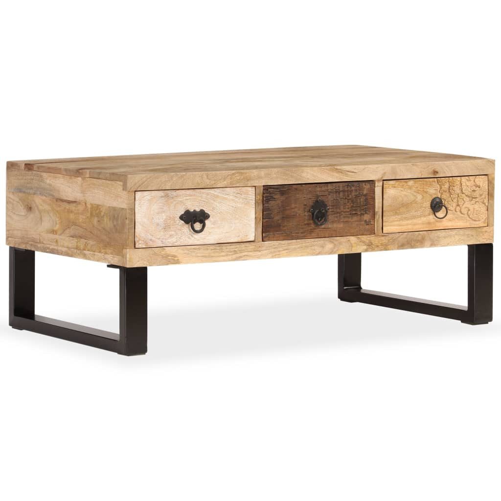 vidaXL Couchtisch Couchtisch mit 3 Schubladen Massivholz 90x50x35 cm (1-St)