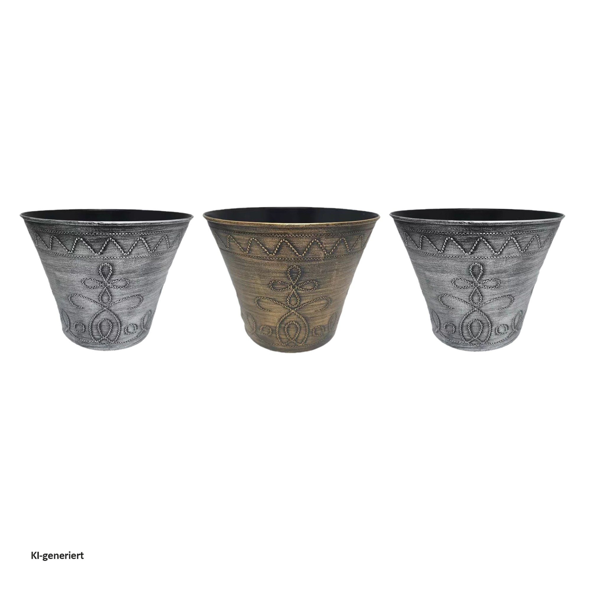 HTI-Living Blumentopf Blumentopf Nessa Ornamente Gold Silber 3er-Set (Set, 3 St., 3 Übertöpfe), Übertopf Kunststoff