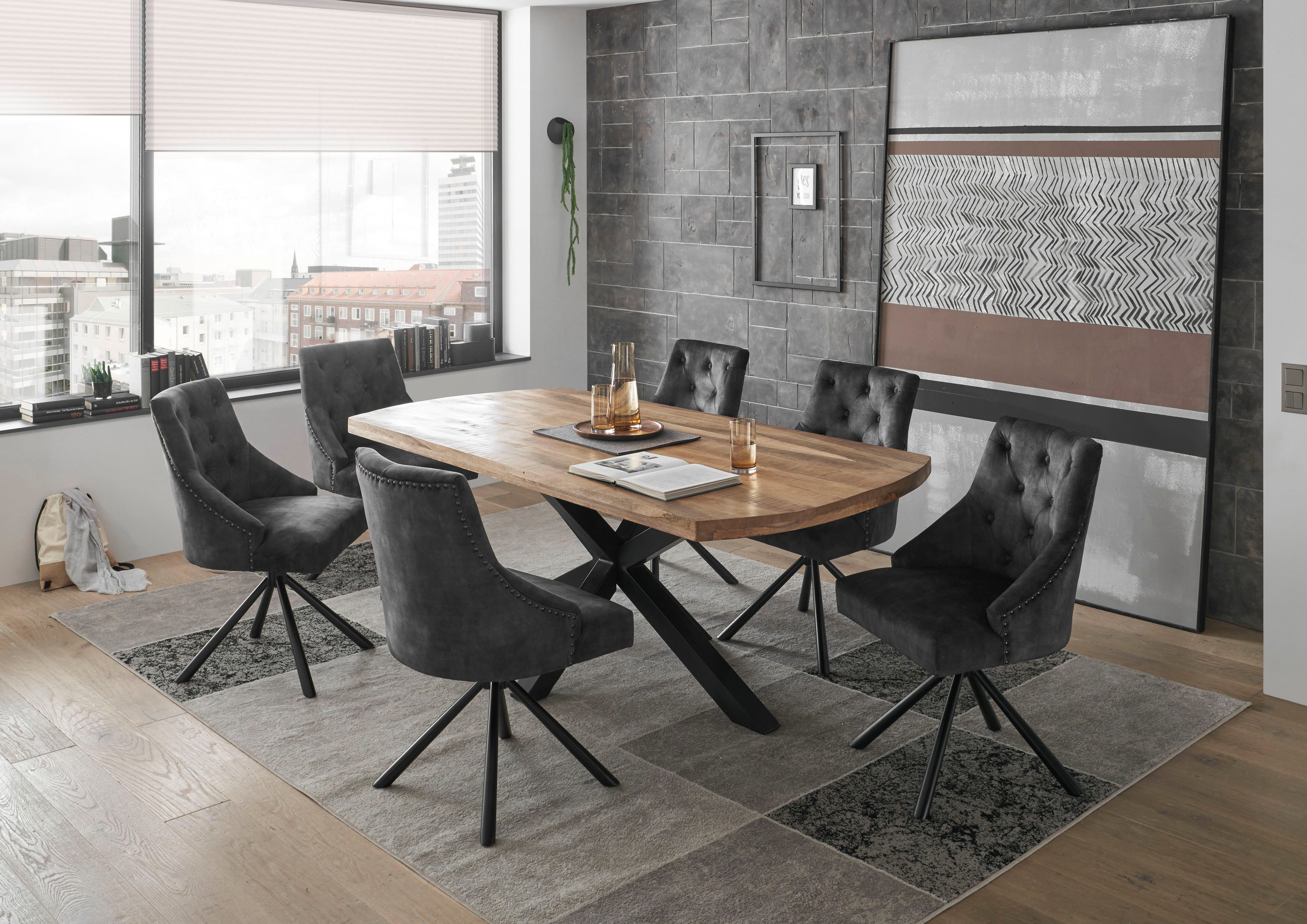 Stolkom Sp.z.o.o. Esstisch Veneti, 200 cm breit in Bootsform, Tisch Mango M günstig online kaufen