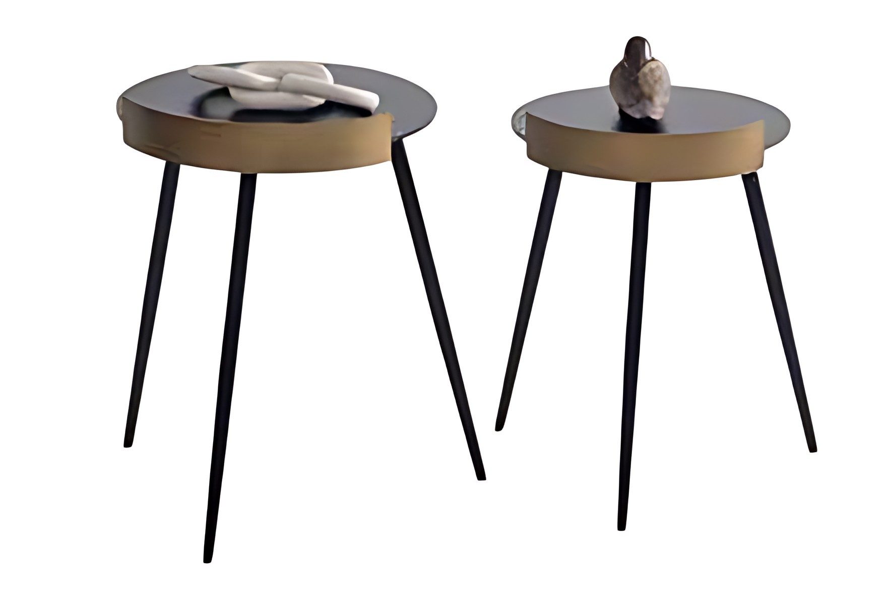 Xlmoebel Satztisch Beistelltisch-Set von XLMOEBEL in Schwarz aus Edelstahl (Beistelltisch-Set, 2-St., 2er-Set), Made in Europa