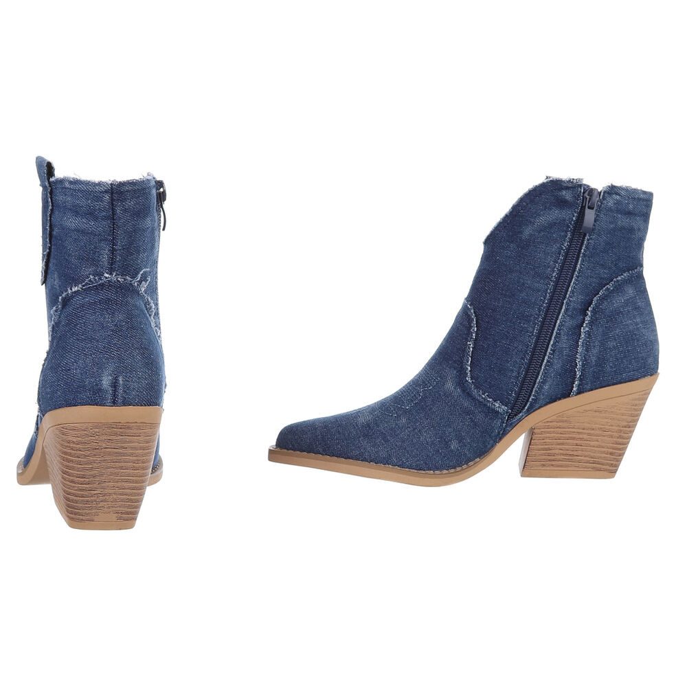 Ital-Design Damen Cowboyboots Western Westernstiefelette (88843804) Blockabsatz Stiefeletten in Blau