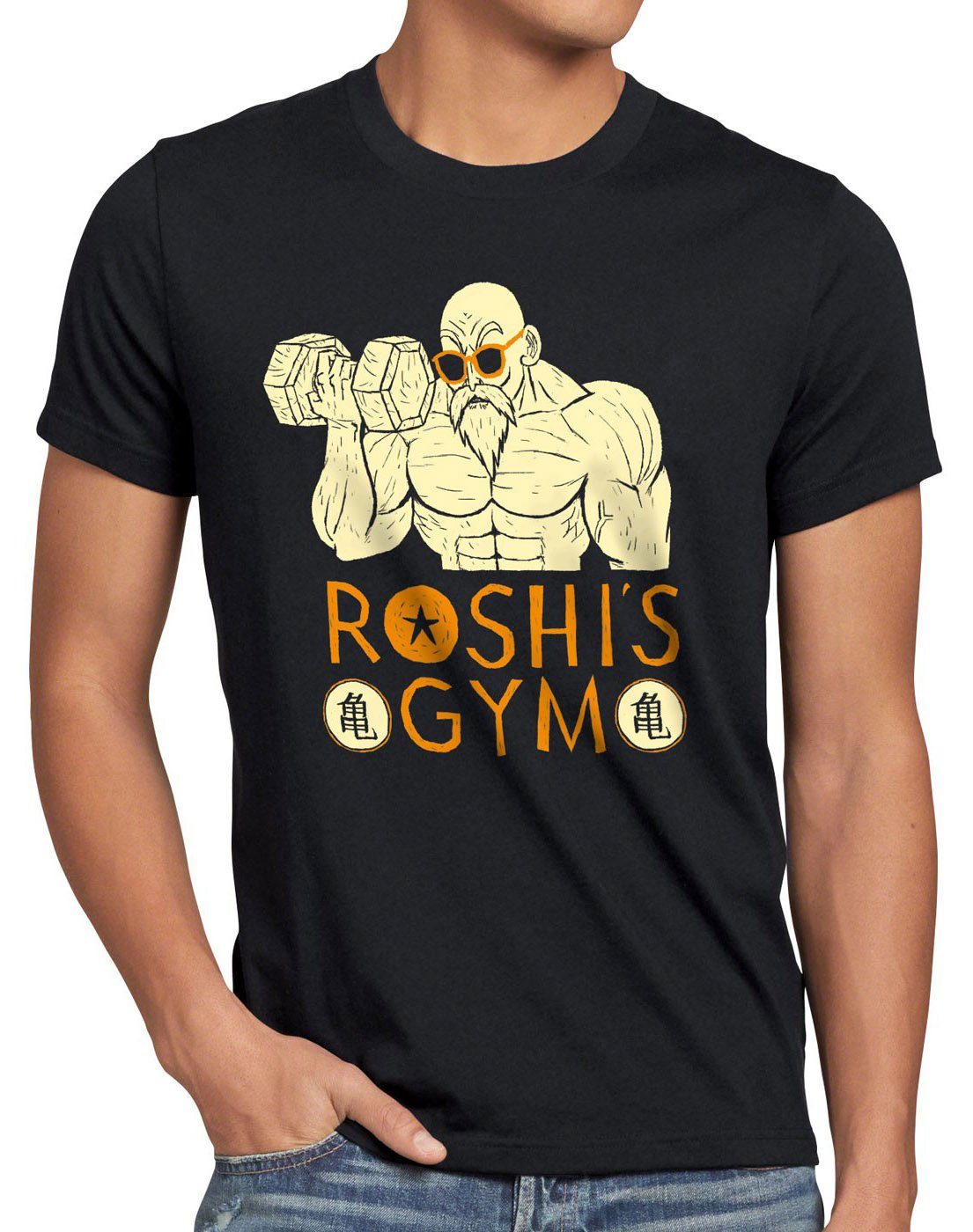 style3 Print-Shirt Herren T-Shirt Roshis Gym goku dragon vegeta ball super z meister anime manga schwarz