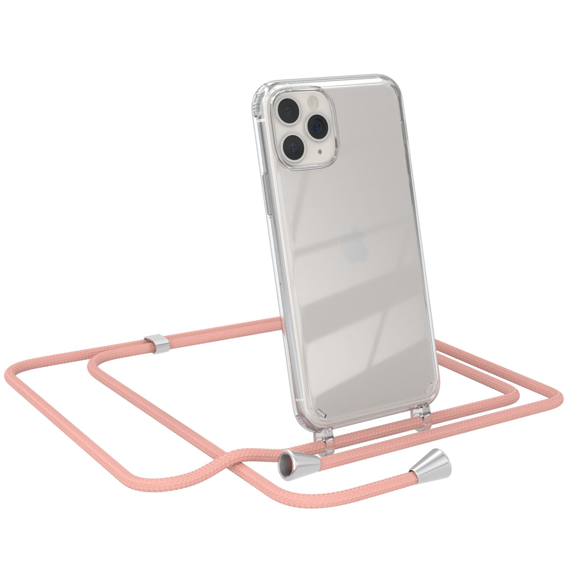 EAZY CASE Handykette Hülle mit Kette für Apple iPhone 11 Pro 5,8 Zoll, Ketten Hülle Schultergurt Schutzhülle Tasche mit Band Altrosa Unifarbe