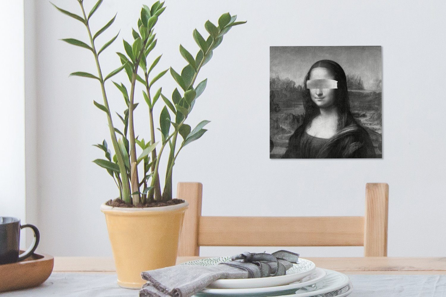 Schlafzimmer - Schwarz Vinci Leinwand Mona St), für da Wohnzimmer Bilder Lisa Gemälde Leonardo - OneMillionCanvasses® Weiß, bunt (1 -