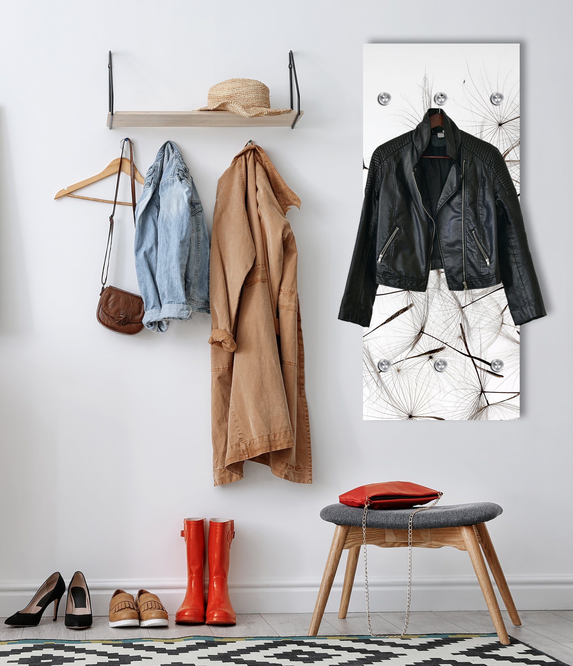 queence Wandgarderobe Pusteblumen - Schwarz/Weiß - günstig online kaufen