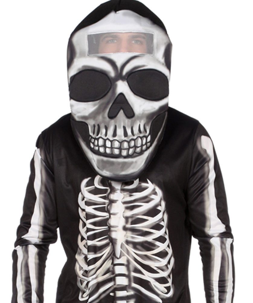 Karneval-Klamotten Zombie-Kostüm Skelett-Overall Knochenanzug Big Head Herren, Horror Herrenkostüm Skelett Halloweenkostüm Knochenmuster Karneval