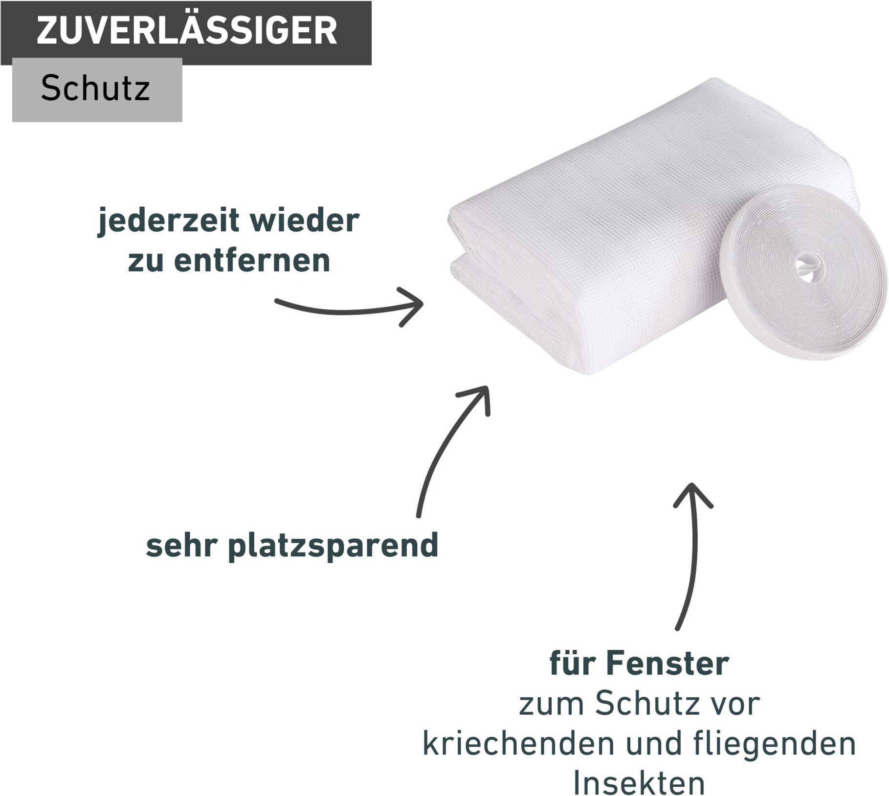 Windhager Fliegengitter-Gewebe Plus für Fenster, Klettband Insektenschutz ohne bohren, 130 x 150 cm, (1-St), Insektenschutzgitter, Moskitonetz erhältlich in anthrazit oder weiß