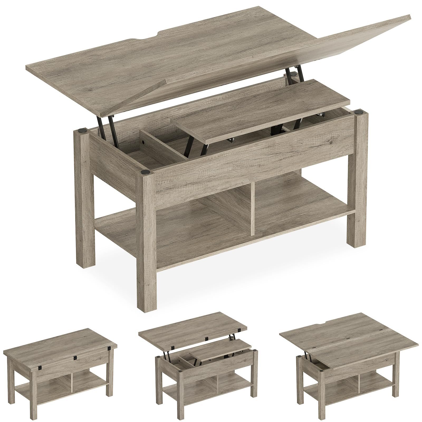 MSMASK Couchtisch 3-in-1-Multifunktions-Wohnzimmertisch mit Versteckter Auf günstig online kaufen