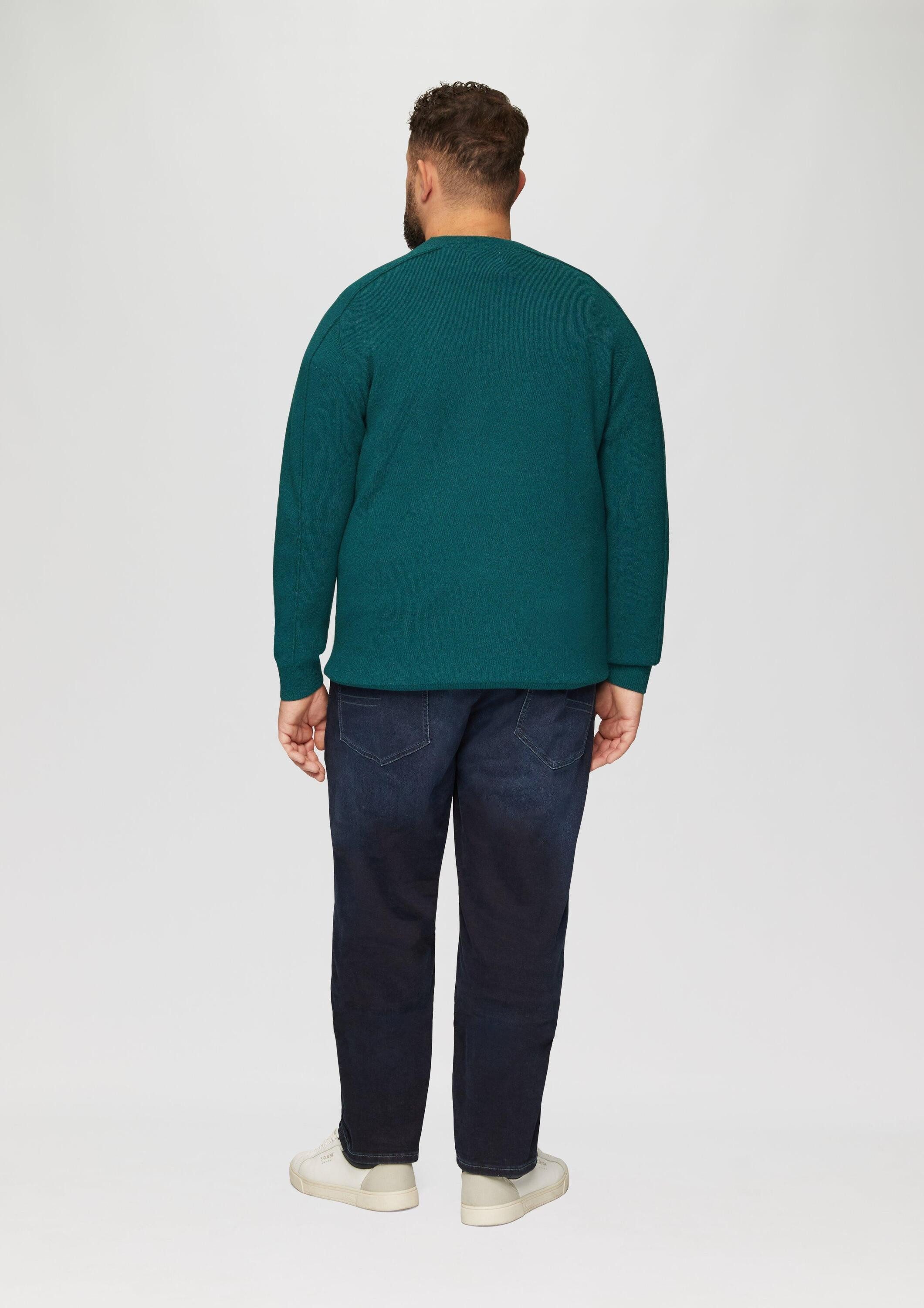 s.Oliver Longpullover Strickpullover Strickpullover mit Nahtdetails und Logo