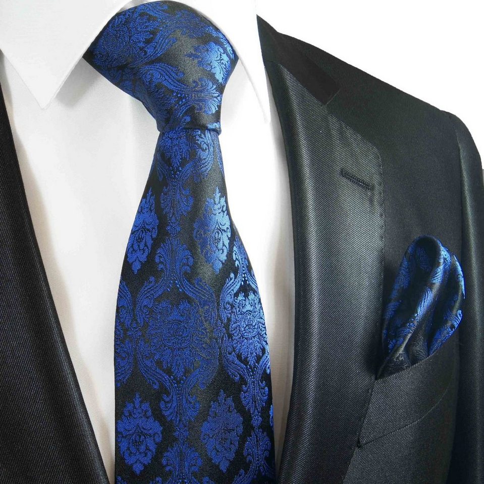 Krawatte Seide Designer Seidenkrawatte blau dunkelblau schwarz silber gestreift
