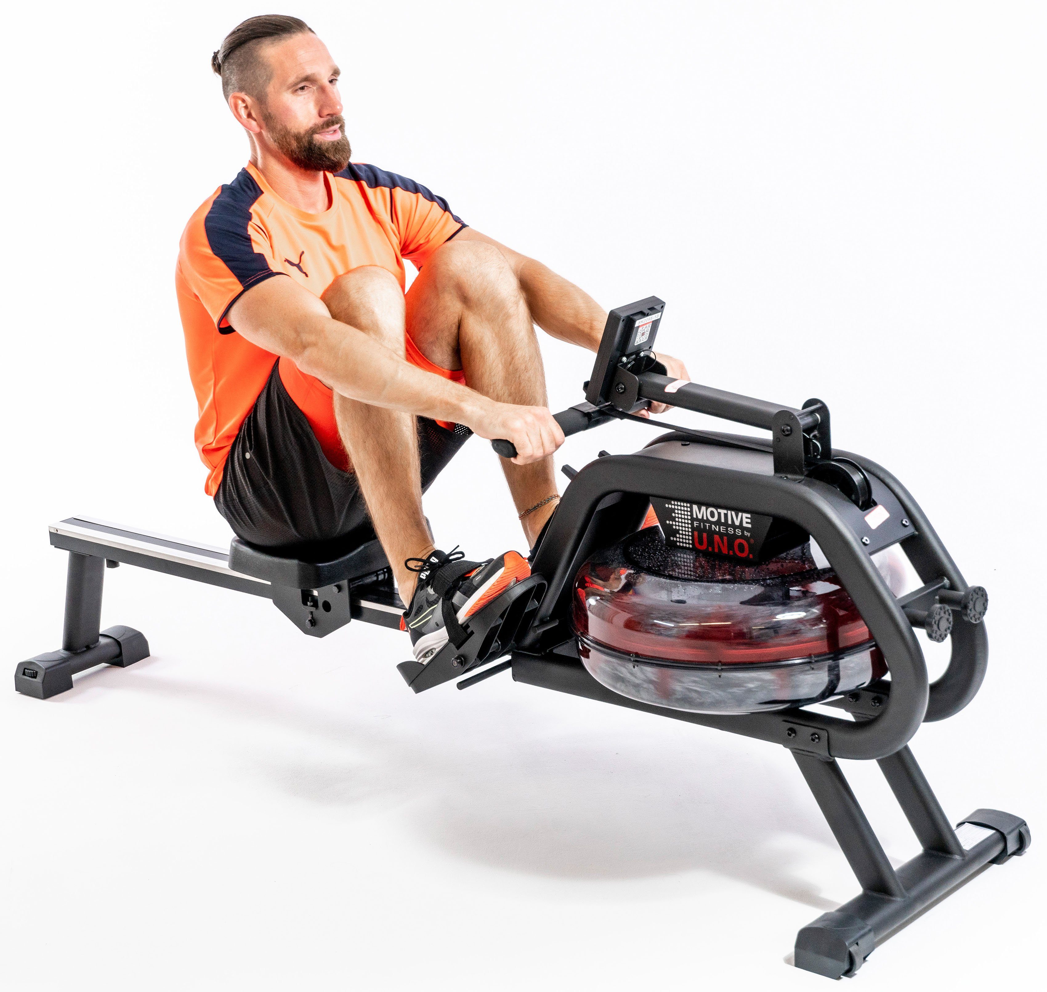MOTIVE FITNESS by U.N.O. Rudergerät WR 600 (6-tlg., 135 kg max. Benutzergewicht, Sport), Rudermaschine, Wasserwiderstand, klappbar