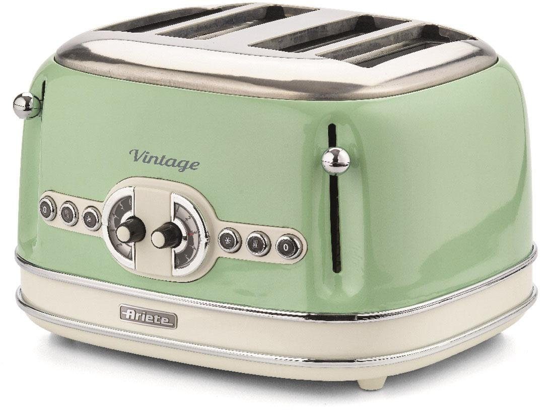 Ariete Toaster Vintage, 4 kurze Schlitze, für 4 Scheiben, 1630 W, grün