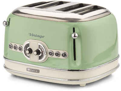 Ariete Toaster Vintage, 4 kurze Schlitze, für 4 Scheiben, 1630 W, grün