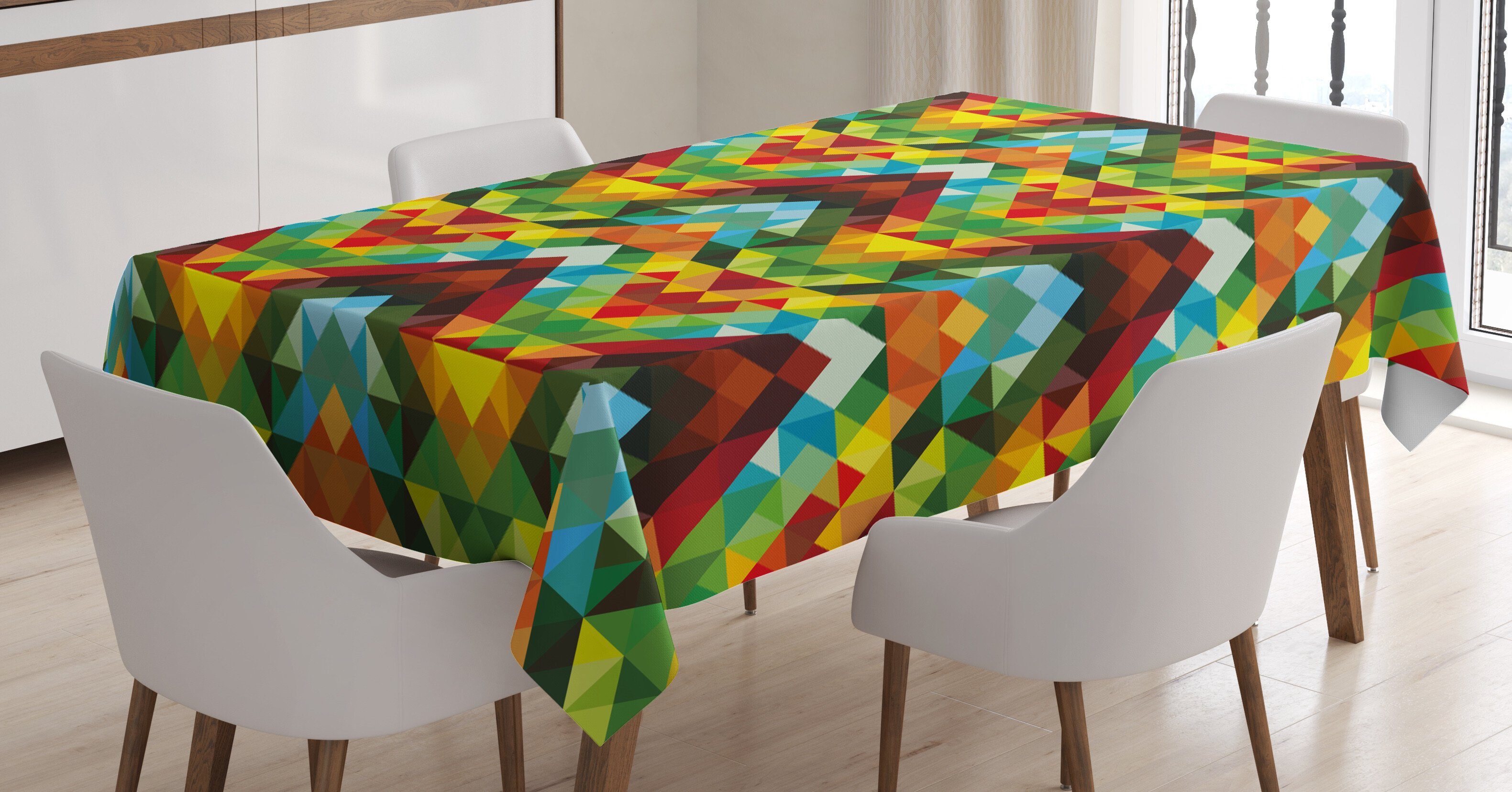 Abakuhaus Tischdecke Farbfest Waschbar Für den Außen Bereich geeignet Klare Farben, Bunt Abstrakt Optic Muster