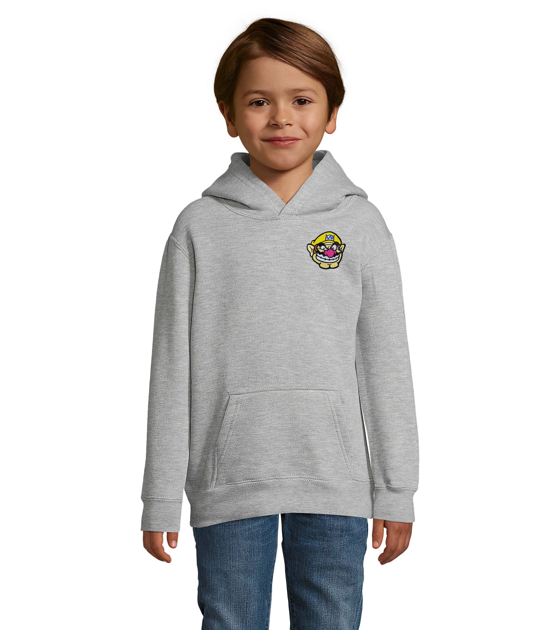 Blondie & Brownie Hoodie WarioPatch Kinder Hoodie Gaming Motiv Baumwolle Freizeit Retro (Einzelhoodie, Einzelartikel) Wario Patch K Hoodie Pixel Jump Kids