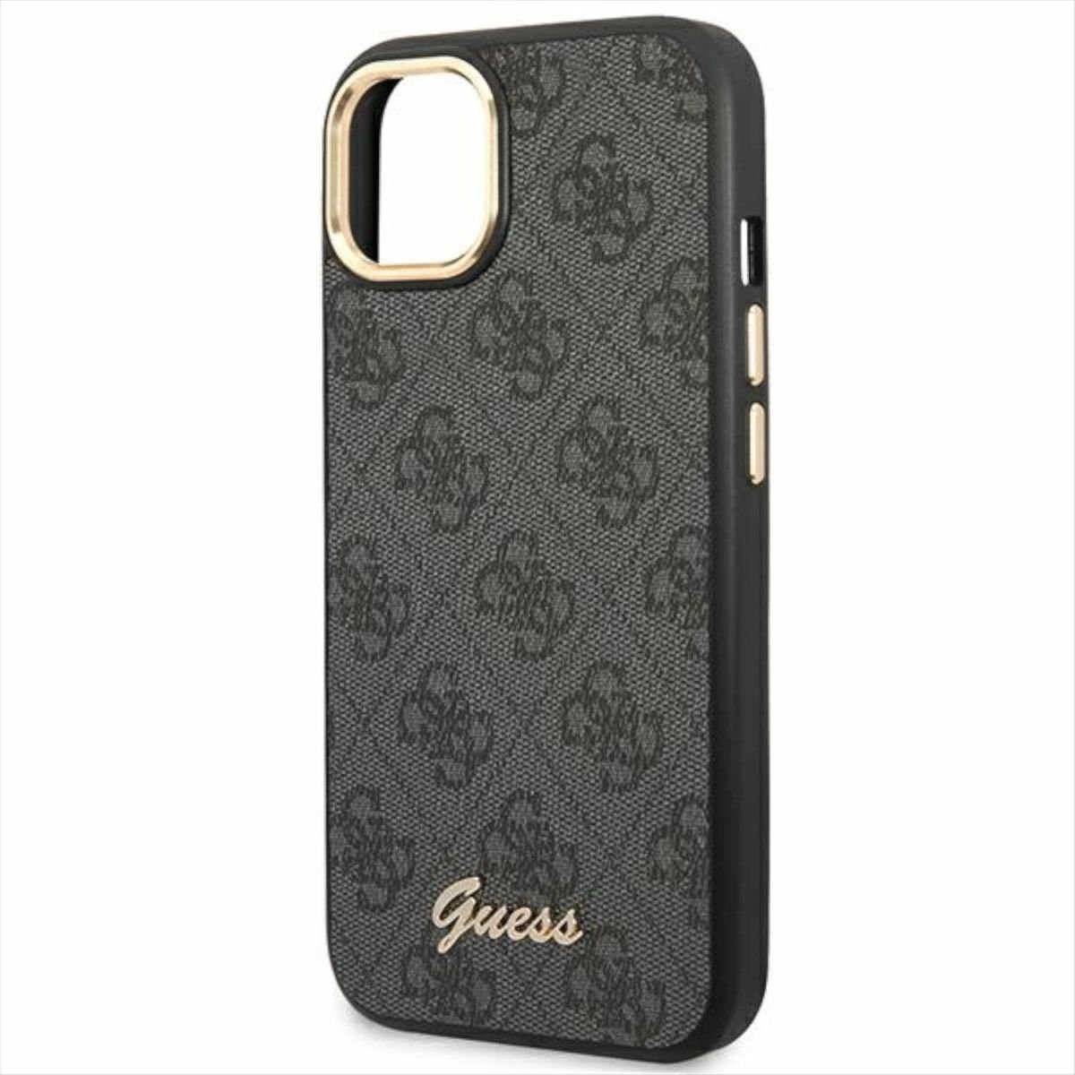 Guess Smartphone-Hülle Guess 4G Vintage Gold Logo Hülle Case für Apple iPhone 14 Plus Schwarz