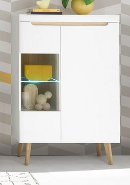 Furn.Design Highboard Isgard (Schrank in weiß matt mit Scandi Eiche, 90 x 134 cm), Soft-Close-Funktion