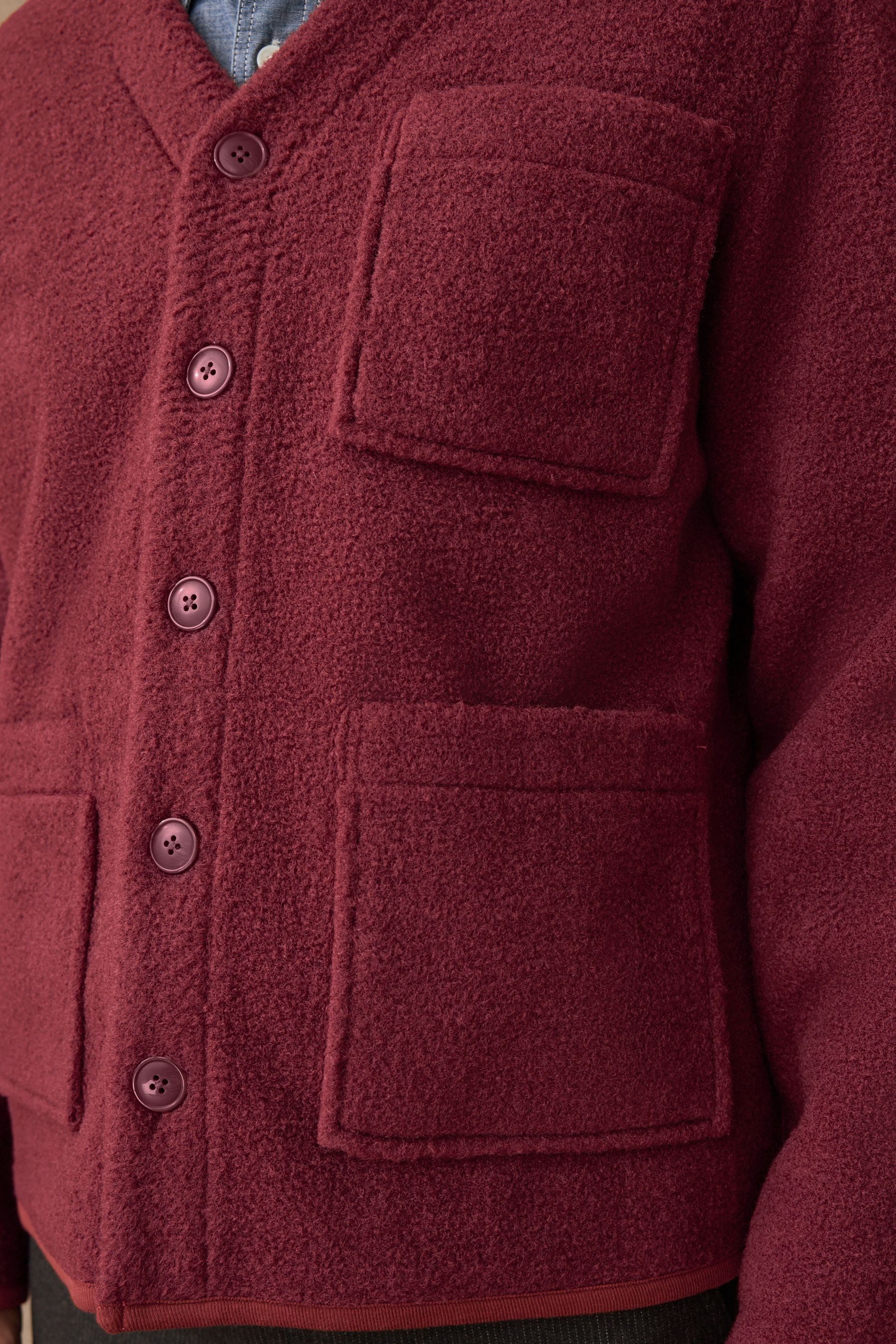 Cardigan Fleece-Strickjacke im Wolllook
