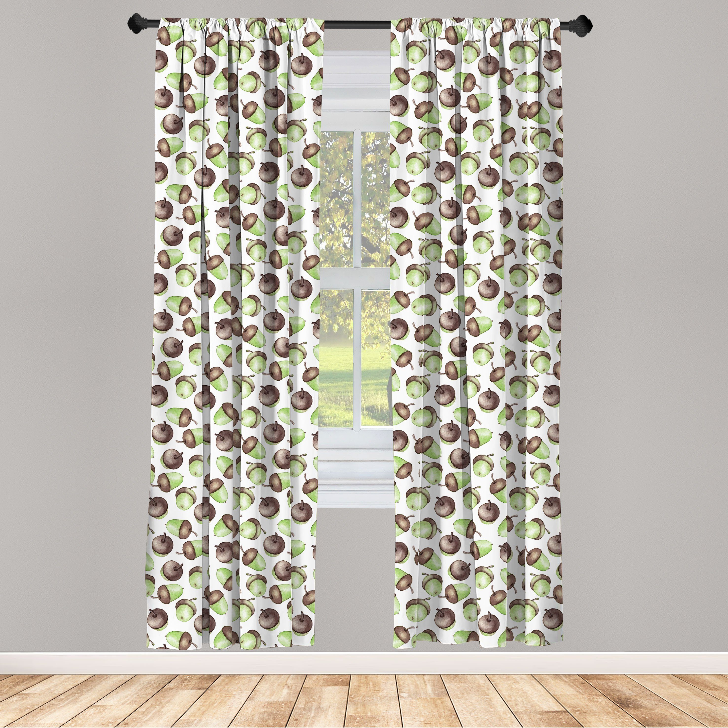 Gardine Vorhang für Wohnzimmer Schlafzimmer Dekor, Abakuhaus, Microfaser, Eichel Aquarell Oak Seeds | Fertiggardinen