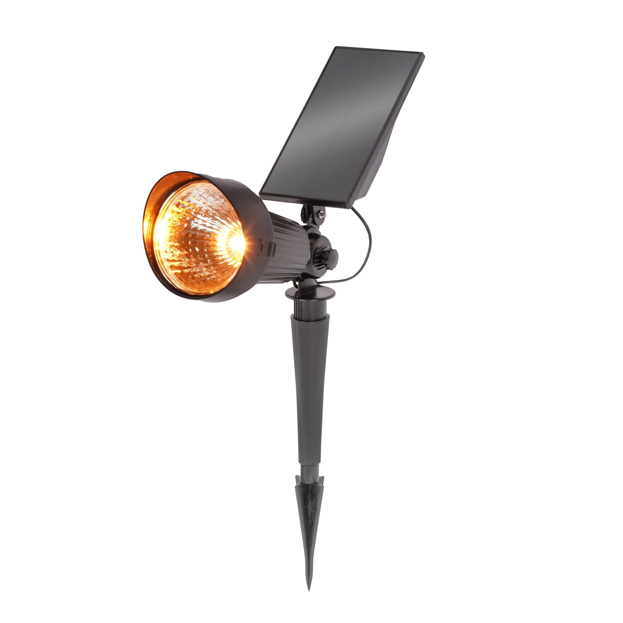 esotec Gartenstrahler Solarspot Bodenstrahler Berni, LEDs bernsteinfarben 1800K außen 103318, LED fest integriert