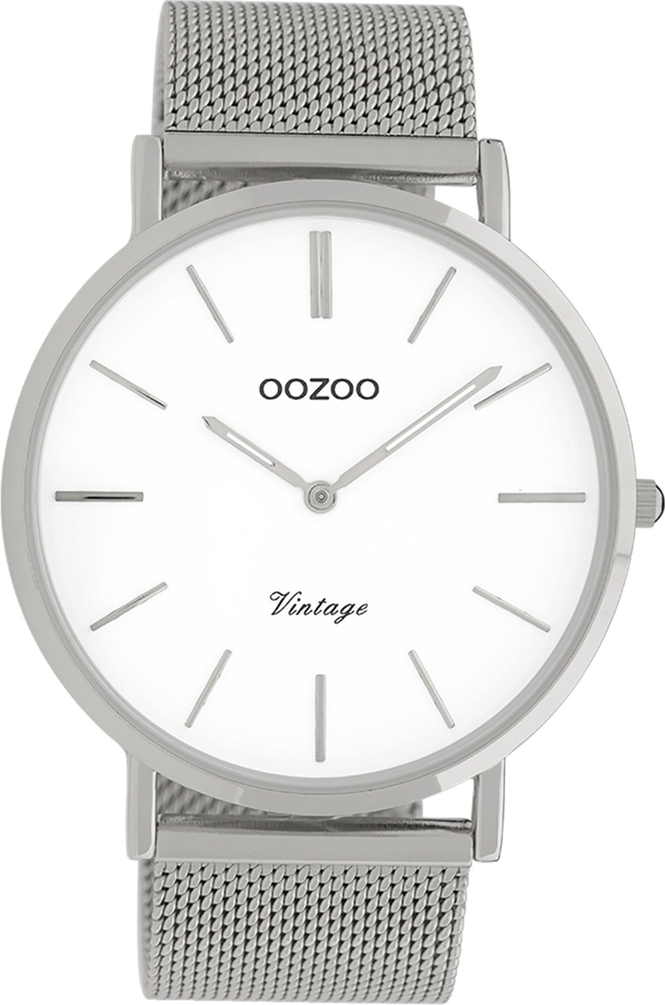 OOZOO Quarzuhr Oozoo Herren Armbanduhr silber Analog, (Analoguhr), Herrenuhr rund, groß (ca. 44mm) Edelstahlarmband, Fashion-Style