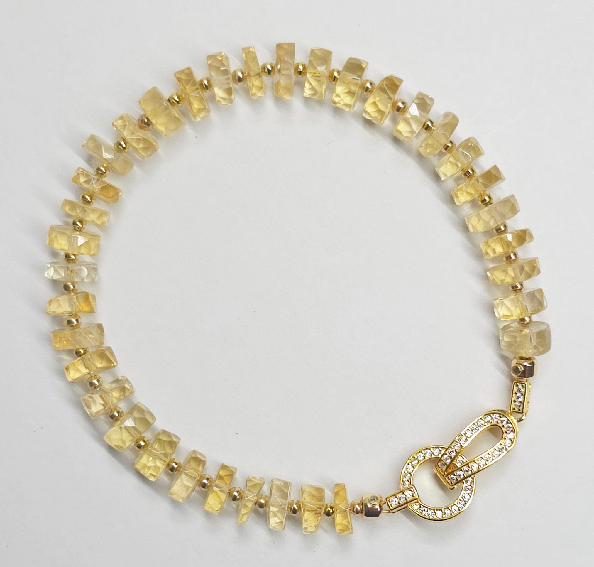 GOLDEN Charm-Armband Edelstein Citrin facettierte Rondelle Armband, November Geburtsstein