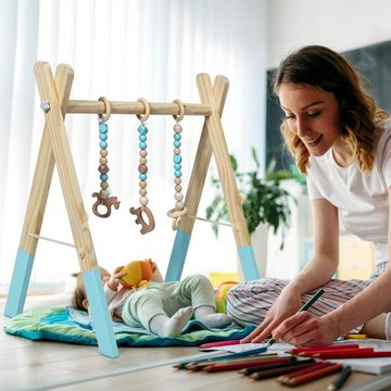 COSTWAY Baby Gym Spielbogen, mit 3 Kinderspielzeugen, klappbar, aus Holz