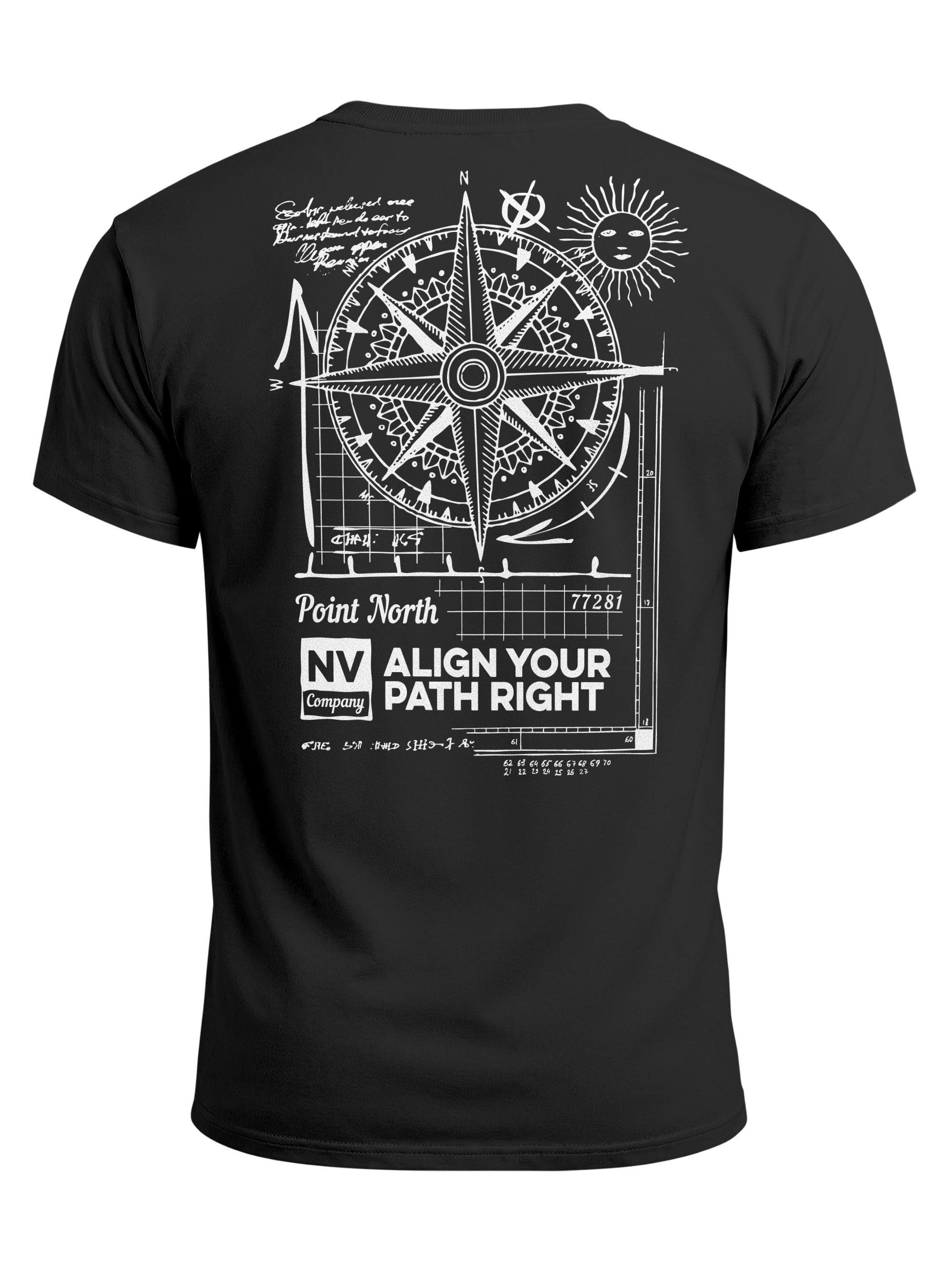 Neverless Print-Shirt Herren T-Shirt Backprint Maritim Kompass Segeln Sommer Fashion mit Print – Bild 2 von 5