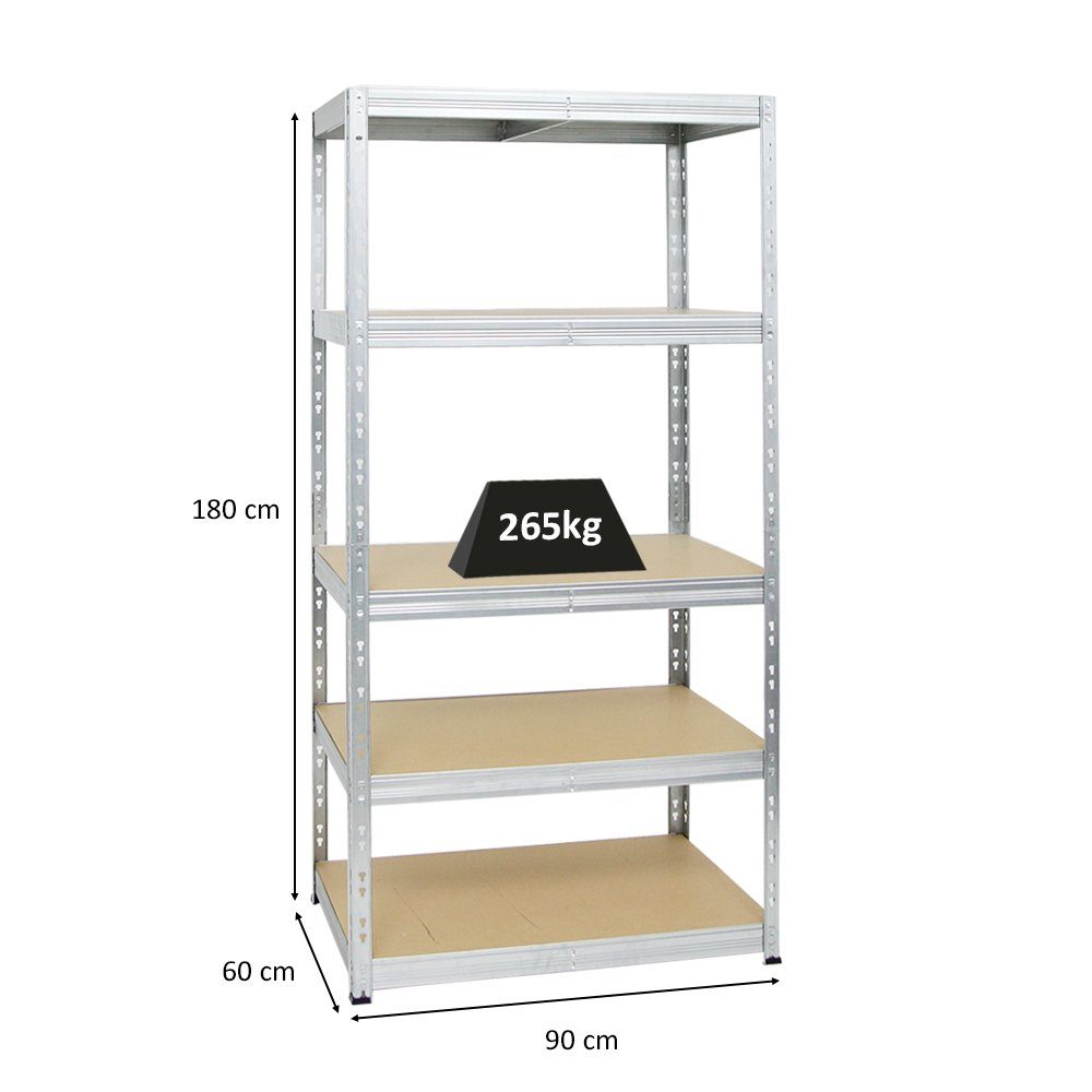 Fachlast Schwerlastregal oder Tiger, Europe, cm, Grau schwarz HxBxT HxBxT 45-60cm / / PROREGAL® cm, Tiefe, 180x90-180x45-60 265kg, in Schwerlastregal Verzinkt blau Verzinkt, 180x90x60 Made