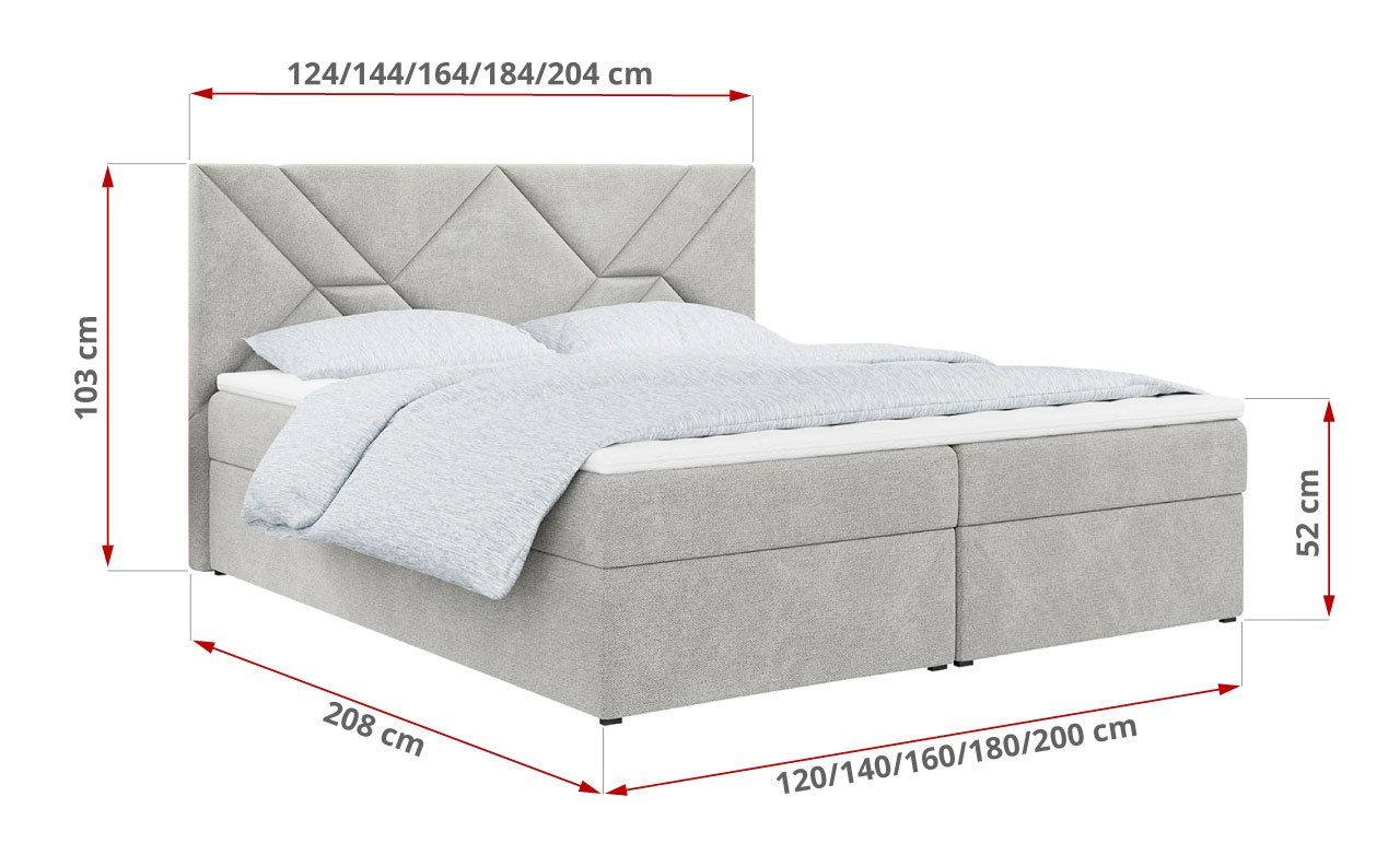 Boxspringbett Doppelbett, MÖBEL Multipocket-Matratze STELLE MKS 6,