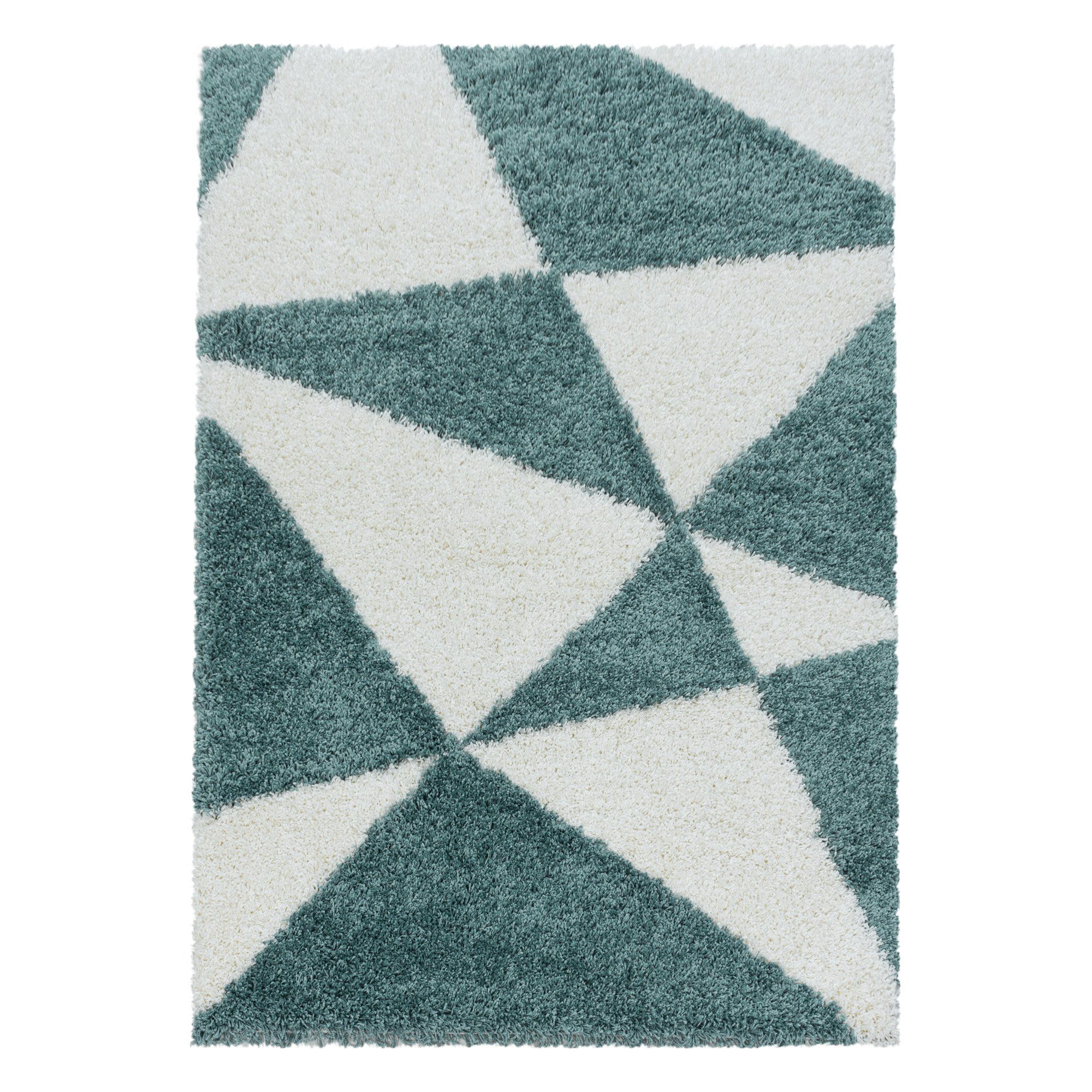 Hochflor-Teppich Geometrisch Design, Carpetsale24, Läufer, Geometrisch Höhe: mm, farben Design Blau verschiedene 30 Wohnzimmer Teppich größen und