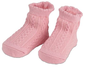 BRUBAKER Socken Babysocken für Mädchen 0-12 Monate (4-Paar, Baumwollsocken mit Zopfmuster) Baby Geschenkset für Neugeborene in Geschenkverpackung mit Schleife