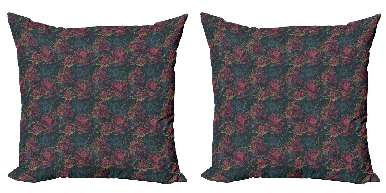 Kissenbezüge Modern Accent Doppelseitiger Digitaldruck, Abakuhaus (2 Stück), Lotus Konzept der Blumen von Asien