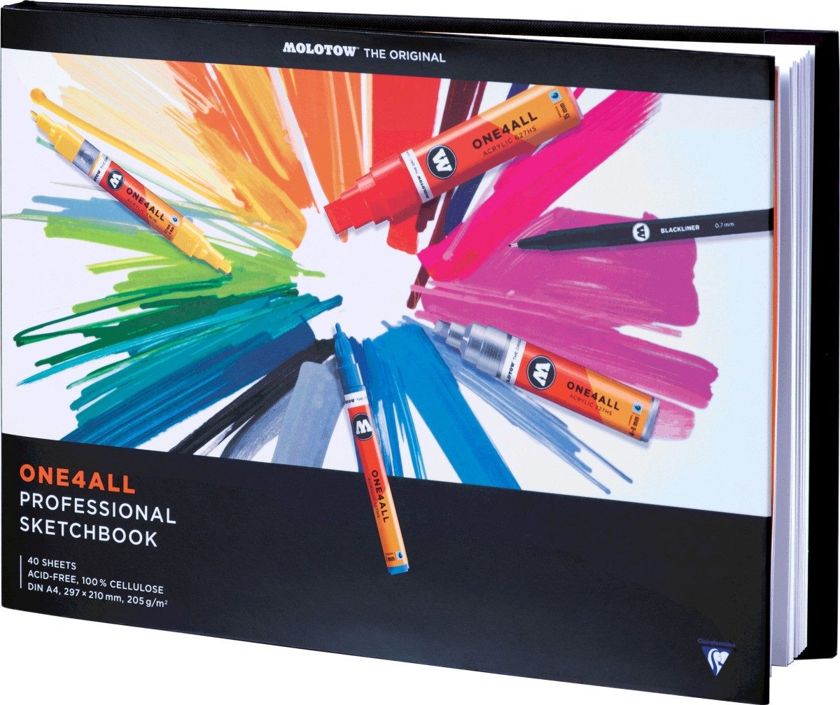 MOLOTOW Zeichenpapier Professional Sketchbook One4All A4 quer 205 g/qm 40 Blatt