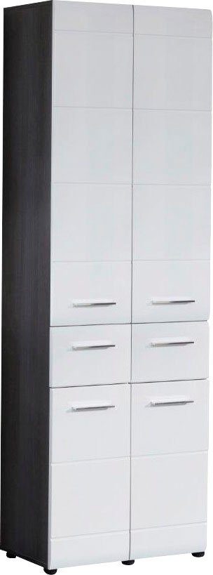 Trendteam Hochschrank Skin Hohe 182 Cm Badezimmerschrank Mit Fronten In Hochglanz Oder Holzoptik Mit Zwei Schubkasten Online Kaufen Otto