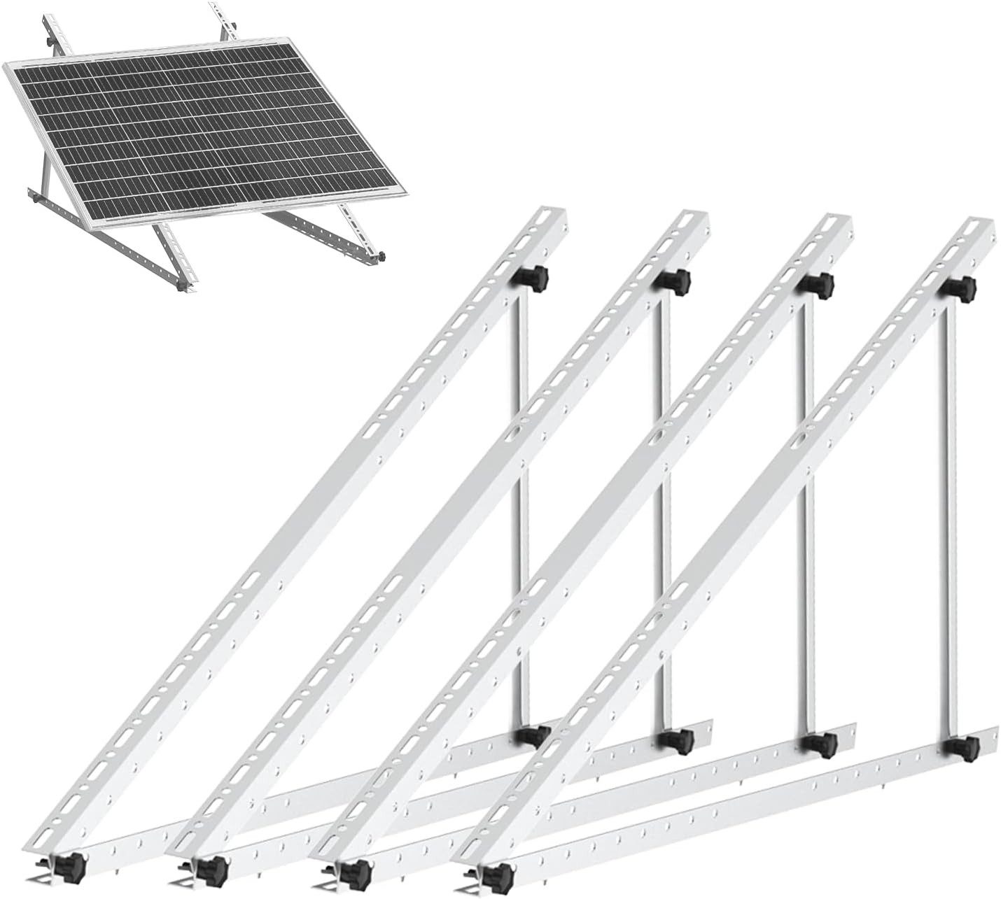 Rhein Beleuchtung Balkonkraftwerk Solarpanel-Halterung für Balkonkraftwerke, Flachdachmontage möglich, (2-St., Wahlweise 114 cm / 118 cm – für 100–600 W Solarmodul geeignet), Verstellbar 0–90°, ohne Bohren – Flachdachhalterung für Solarmodule