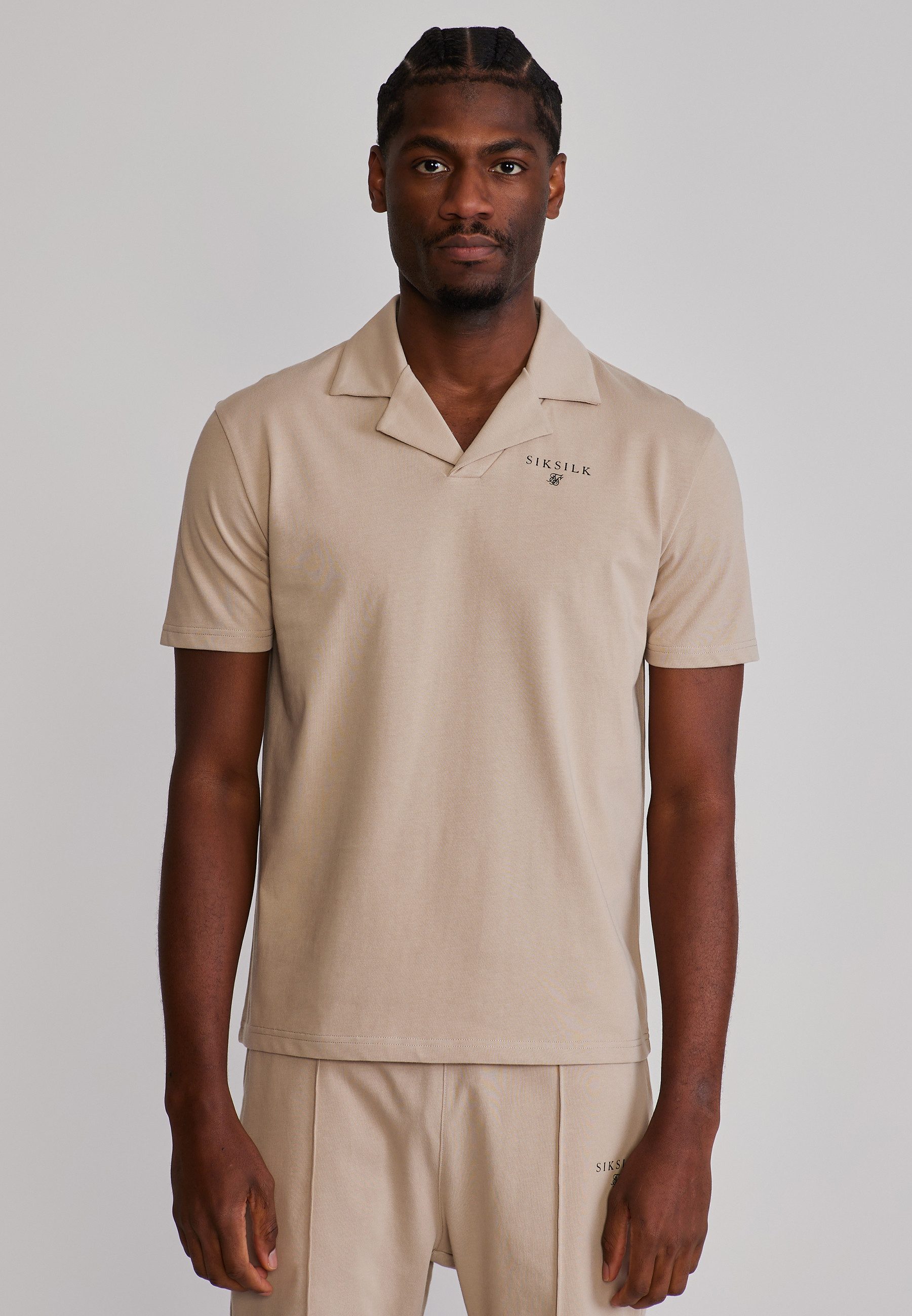 Siksilk Poloshirt SikSilk Herren Beige Polo and Shorts Set