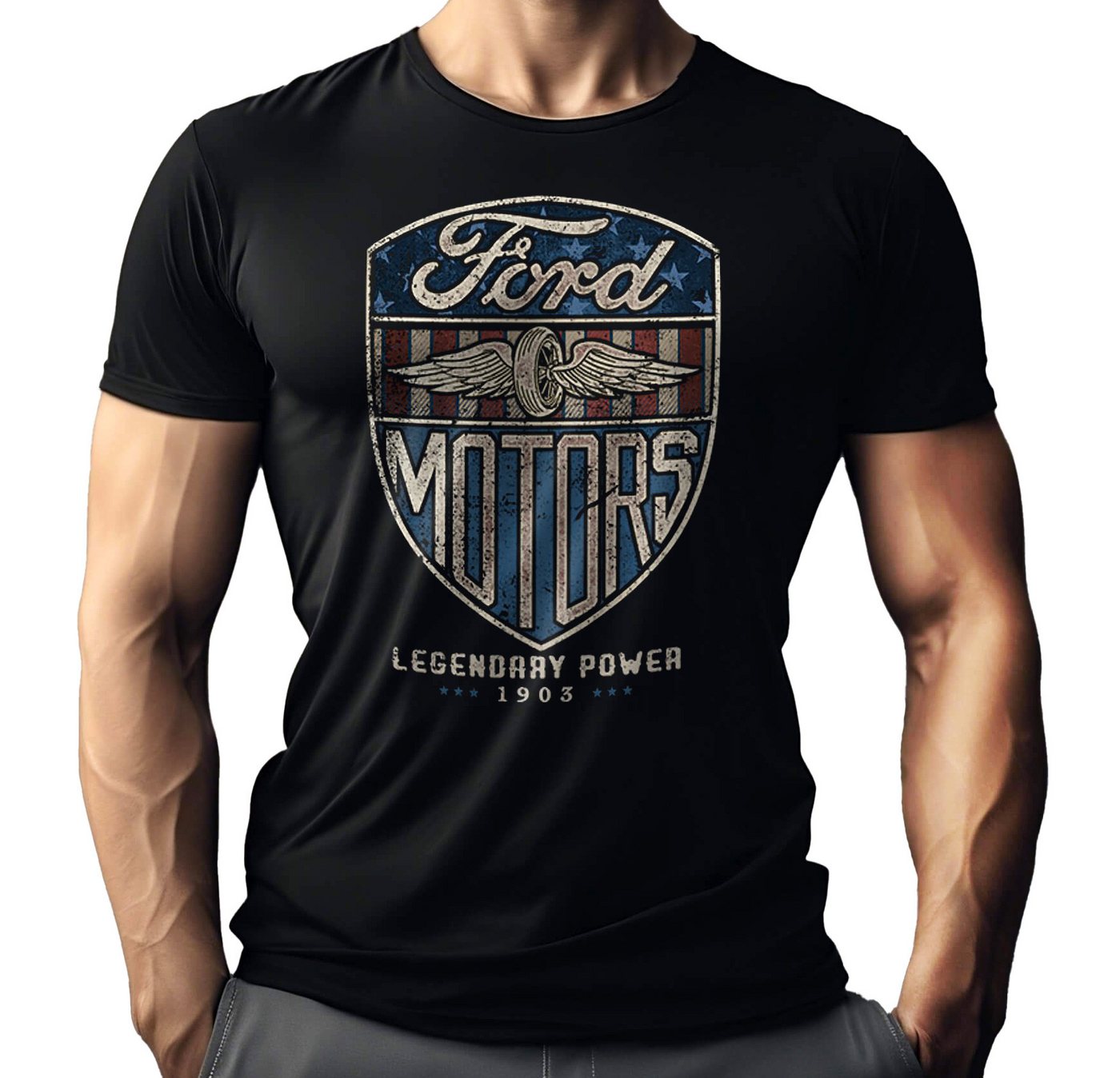 GASOLINE BANDIT® T-Shirt für US-Car Ford Mustang Fahrer und Fans - Original FORD Lizenz