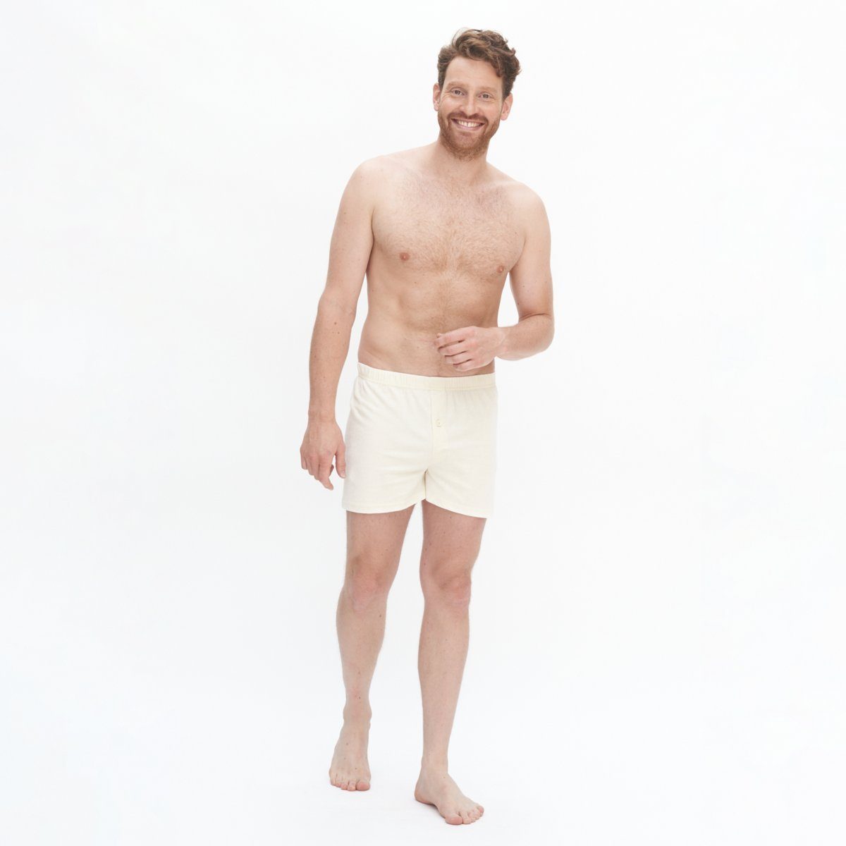 LIVING CRAFTS Boxershorts BEN Lockerer Schnitt mit weitem Bein und ohne Seitennähte Natural